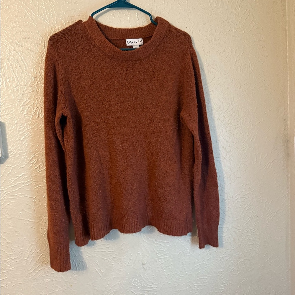 Ava & Viv Brown Crew Neck knitted Sweater 1X